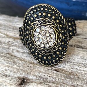 Cocktail Boho RIng Gold Black